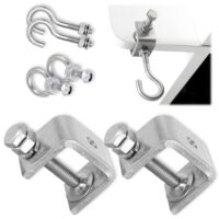C Klemme 6 Stück Set, Edelstahl Schraubklemme, Klemmhaken C Clamp mit Edelstahl Haken Ringschrauben, Klemmen Metall für Holzarbeiten, Schweißen und Tischlerei, Einstellbarer Klemmbereich ist 0-25mm
