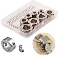 Tiefenanschlagringe Set, perfekt für Ihre Bohrungen, exakte Kontrolle über die Tiefe, 8 geteilte Ringbohrkronen und Inbusschlüssel, geschlitztes Design, Bohrergrößen 3-10mm