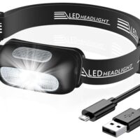 Ultraleichte Kopflampe mit Rotlicht und 5 Lichtmodi, wasserdicht und einstellbar für Joggen, Campen, Radfahren