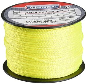 Hochwertige Polyester-Schnur 100 m Länge gelb mit Ø 1,2 mm ideal für Garten Baubereich als Maurerschnur Pflasterschnur Lotschnur Bauschnur
