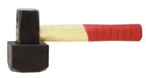 Connex Plattenverlegehammer 1250 g FSC rot/schwarz mit Holzstiel aus Hickory zum Verlegen von Fliesen, Platten und Pflastersteinen