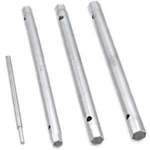 DAKOCS Rohrsteckschlüsselsatz 4-teilig, metrische Größen 8x9mm, 10x11mm und 12x13mm, inkl. Drehdorn, mattierte Oberfläche, für Spüle, Wasserhahn-Installation und Reparatur