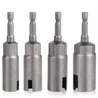 DBREAKS Stecknuss Set, 4 Stück 1/4 Zoll Sechskant Steckschlüssel Werkzeuge, 11mm&13mm&15mm&17mm Flügelmutter Schraubendreher Set, Adapter Bitsatz Steckschlüsselsatz, Anschrauben Schraubenschlüssel