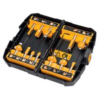 Hartmetall Fräser Set für Heimwerker, 12-teilig, Anti Kickback Design, Premium Stahlkörper, HM Schneidplatten und austauschbares Kugellager