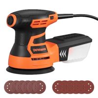 DOVAMAN ROS01A 350W Exzenterschleifer mit 6 einstellbaren Geschwindigkeiten, 13000 U/min, Staubabsaugung und 12 Schleifpapieren für effektives Bearbeiten von Holz- und Metalloberflächen