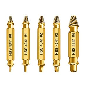 Linksausdreher-Set, Schrauben Ausdrehwerkzeug, Goldfarbene Schraubenentferner und Linksdreher Set zum Entfernen leicht beschädigter Schrauben aus Metall.
