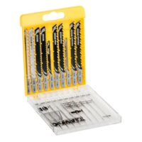 10-teiliges Set von DeWalt HCS-Stichsägenblättern, ideal für professionelles Schnitzen in Holz, bestehend aus verschiedenen Blatttypen
