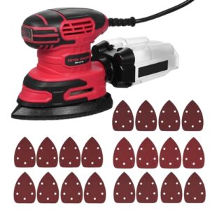Ergonomische Schleifmaschine mit Staubsammler und 20 verschiedenen Schleifpapieren für verschiedene Anwendungen wie Holz, Eisen, Kunststoff und ähnliche Materialien.