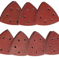 Deltablock-Schleifpapiere, 70 Stück mit verschiedenen Körnungen von grob bis fein, für Schleifdreiecke 93x93x93mm