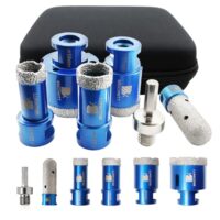 Diamantbohrer Fliesenbohrer Set, 4 verschiedene Diamantbohrer und ein Diamant Fingerfräser mit Adapter für professionelle Bohranwendungen in Porzellanfliesen, Keramik, Badezimmerfliesen, Marmorgranit und Stein.