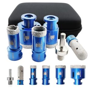 Diamantbohrer Fliesenbohrer Set, 4 verschiedene Diamantbohrer und ein Diamant Fingerfräser mit Adapter für professionelle Bohranwendungen in Porzellanfliesen, Keramik, Badezimmerfliesen, Marmorgranit und Stein.