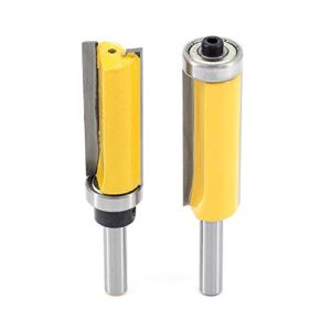Bündigfräser mit langen Schaftlänge, ideal für die Bearbeitung großer Holzstücke, Top/Bottom Bearing Flush Trim Bit-Technologie für saubere und glatte Oberfläche