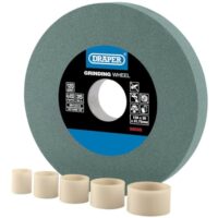 Draper Schleifscheibe, 150 mm x 20 mm, Körnung 120, TCT-Werkzeugschärfer, 5 Reduzierringe, Trockenschnitt, 31,75 mm Bohrung