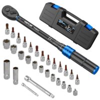 Drehmomentschlüsselset mit 3/8 Drehmoment-Schlüssel 5-60 Nm 72 Zähne, ±3% Fehlergenauigkeit, Verlängerungen, Stecknusse und Adapter für Heimwerken und Fahrradwartung