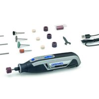 Dremel Lite 7760 Akku Multifunktionswerkzeug, Set mit 15 Zubehörteilen, Variable Drehzahl 8.000-25.000 U/min für Schnitzen, Gravieren, Schleifen, Särfen, Reinigen, Polieren und Schmirgeln