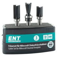 3-teiliges Fräser-Set in Hartmetall-Qualität, ideal für Zinkenverbindungen und Schwalbenschwanzverbindungen, hochwertige Zinkenschablone von Milescraft