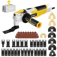 Multifunktionales Oszillationswerkzeug mit 42 Zubehörstücken, variable Geschwindigkeit 15000-22000RPM, Hilfsgriff und 3° Oszillationswinkel für Schneiden, Schleifen und Polieren
