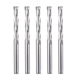 EU_HOZLY 3,175x22mm UP & DOWN Schneiden Sie zwei Flöten Spiral Hartmetallwerk Werkzeugschneider für CNC Router Kompression Holz Bits Packung mit 5 Stück