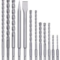 Einhell 12-teiliges SDS-plus Bohrer-Meißel-Set mit Spitzmeißel, Flachmeißel und 10x Steinbohrern für kraftvolle Arbeiten mit Bohrhämmern und Abbruchhämmern