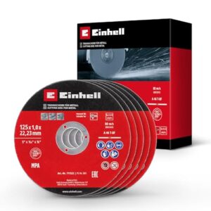 Einhell 5-tlg. Dünntrennscheiben-Set: Präzise und gratarme Schnitte für Metall mit Ø 125 mm Durchmesser, 1 mm Stärke und MPA-Zertifizierung für hohe Arbeitssicherheit