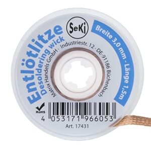 Hohe Saugleistung; Entlötzlitze; 1,5 Meter Lang; SeKi Entlötsauglitze 3,0mm zur Entfernung von Lötzinn