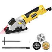 Mini Kreissäge mit Skalenlineal und Laserführung für das Schneiden von Holz, Fliesen, Kunststoff und dünnen Metallen