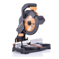 Gehrungssäge Evolution R210CMS, 1200 W, 210 mm HM-Sägeblatt, Multi-Material-Schneiden, Holz, Aluminium, Stahl, Kunststoff, Präzise Schnittwinkel