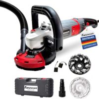 FANZWORK Betonschleifer, Betonfräse, Sanierungsfräse Set mit Diamantschleiftopf und Absaughaube, 1500W/125mm+