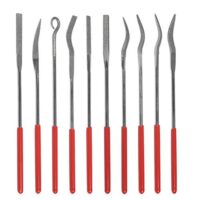 Professionelles Mini Diamond Files Set mit 10 Stücken für die Bearbeitung von harten Materialien wie Holz, Keramik und Terrakotta. Ideal für den Formenbau, das Entgraten, Fasenschneiden und Uhren- oder Schmuck-Polieren.