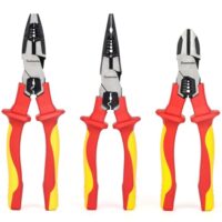 FOURROBBER 3-teiliges VDE-geprüftes Zangen Set, Universal-Kombizange, Spitzzange und Seitenschneider mit isolierten Griffen für Sicherheit und Langlebigkeit