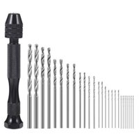 26 Stück Handbohrer, Mini Bohrmaschine Pin Vise Handbohr mit 25 Spiralbohrern (0.5-3.0mm) für Handbohr, Metall, Holz, Schmuck, Modellbau und DIY Drilling