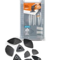 Vollständiges Zubehörset für Multitool mit Starlock-Aufnahme, 2 Schleifplatten und 10 Schleifblättern