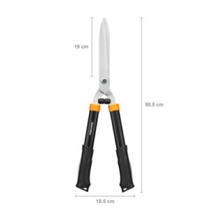 Fiskars Heckenschere HS21, 59 cm lang, für Form- und Rückschnitt von Hecken und Büschen, Gehärtete Stahlklinge, Soft-Touch Kunststoffgriff, Schwarz/Orange, Solid