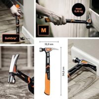 Fiskars Klauenhammer IsoCore M, 34 cm lang, Gewicht: 0,82 kg, Schwarz/Orange, zum Einschlagen von Nägeln