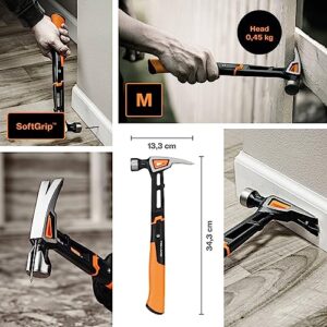 Fiskars Klauenhammer IsoCore M, 34 cm lang, Gewicht: 0,82 kg, Schwarz/Orange, zum Einschlagen von Nägeln
