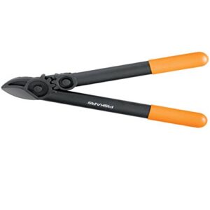 Fiskars PowerGear Amboss-Getriebeastschere für trockenes und hartes Holz, Antihaftbeschichtet, Gehärteter Präzisionsstahl, Länge: 39 cm, Schwarz/Orange