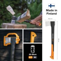 Fiskars Spaltaxt, Inklusive Klingen-/Transportschutz, Länge: 60 cm, Antihaftbeschichtet, Hochwertige Stahl-Klinge/Glasfaserverstärkter Kunststoff-Stiel, Schwarz/Orange, X17–M, 1,53 kg