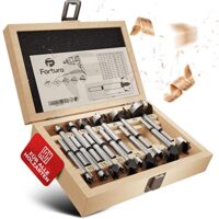 Fortura Forstnerbohrer set Ø10-50mm, hochwertiges Werkzeug für Holzarbeiten-Projekt, exakte Bohrungen mit Zusatzschneiden und Zentrierspitze