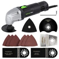 Das GALAX PRO 180W Oszillierende Multifunktionswerkzeug ist ein leistungsstarkes und vielseitiges Werkzeug für Heimwerker, das mit drei Sägeblättern, einem Halbkreissägeblatt-Schleifteller und sechs Schleifpapieren zum Schneiden, Sägen, Trimmern, Schleifen und Schleifen verschiedener Materialien geeignet ist.