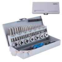GSR Gewindeschneider Set metrisch M3–M12 - 32-tlg. HSS-G PROFI Gewindeschneidsatz mit Handgewindebohrern, Schneideisen, verstellbarem Windeisen, Schneideisenhalter, Gewindelehre & Metallkassette