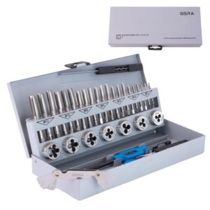 GSR Gewindeschneider Set metrisch M3–M12 - 32-tlg. HSS-G PROFI Gewindeschneidsatz mit Handgewindebohrern, Schneideisen, verstellbarem Windeisen, Schneideisenhalter, Gewindelehre & Metallkassette