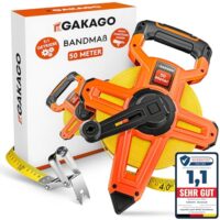 Ergonomisches und rutschfestes Rollmaßband mit klappbarem Hebel, 50 Meter lang, Messpunkt-Markierspitze und flexible Messhaken