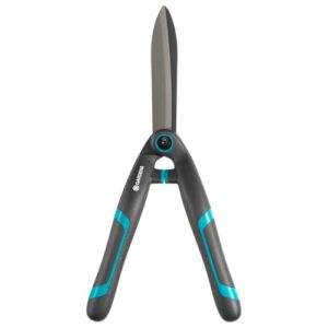 Gartenschere mit spezieller Z-Form und antihaftbeschichteten Präzisionsklingen für exakteren Formschnitt, ergonomisch geformt für ermüdungsfreies Arbeiten
