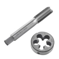 Professionelles Werkzeug für die Bearbeitung von Durchgangslöchern oder flachen Löchern auf verschiedenen Materialien, M18 x 1.5mm-Gewindebohrer und Schneideisen mit hoher Qualität und Funktionen zum Schneiden und Einrichten von Gewinden.
