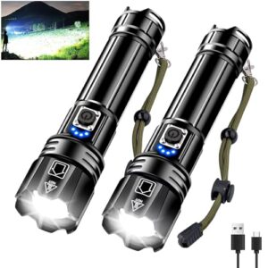 Taschenlampe mit extrem hoher Lichtleistung, 5 Modi und Zoomfunktion, wasserdicht und reichweitenreich