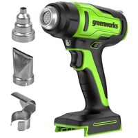 Greenworks G24HG Akku Heißluftpistole, schnelles Aufheizen in 9 Sekunden und 200L/Min 2-Stufen-Leistung, ohne 24V-Akku und Ladegerät, mit 3 Jahren Garantie