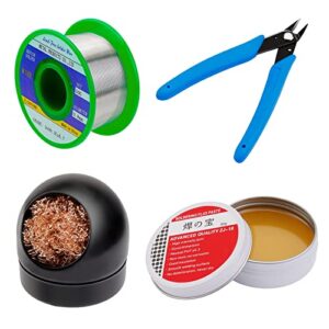 Löttechnik, Lötflussmittel, Bleifreier Lötdraht, Lötspitzenreiniger, Micro-Shear-Drahtschneiderzange, 4-teiliges Lötwerkzeugset für Heimwerker und Elektroniker