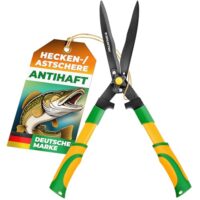 Ergonomische Heckenschere und Astschere für Gartenarbeit mit SK5-Stahlklingen, Teflon-Beschichtung und Anschlagpuffer. Präzise Schnitte bei Sträuchern und dünnen Ästen.