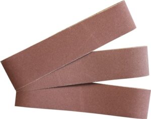 Hochwertiges Schleifband für Oberflächenbearbeitung und Entgratung von Holz, Eisenmetallen und nicht Eisenmetallen. Korund-Trägermaterial Polyester-Gewebe, rutschfeste Anbringung.