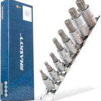 HASKYY XZN Vielzahn Steck-Schlüssel Satz Set M4 -M16 8 tlg. Innenvielzahn Bit, Werkzeugset mit verschiedenen Innenvielzahn-Bits in verschiedenen Größen und Antriebsgrößen